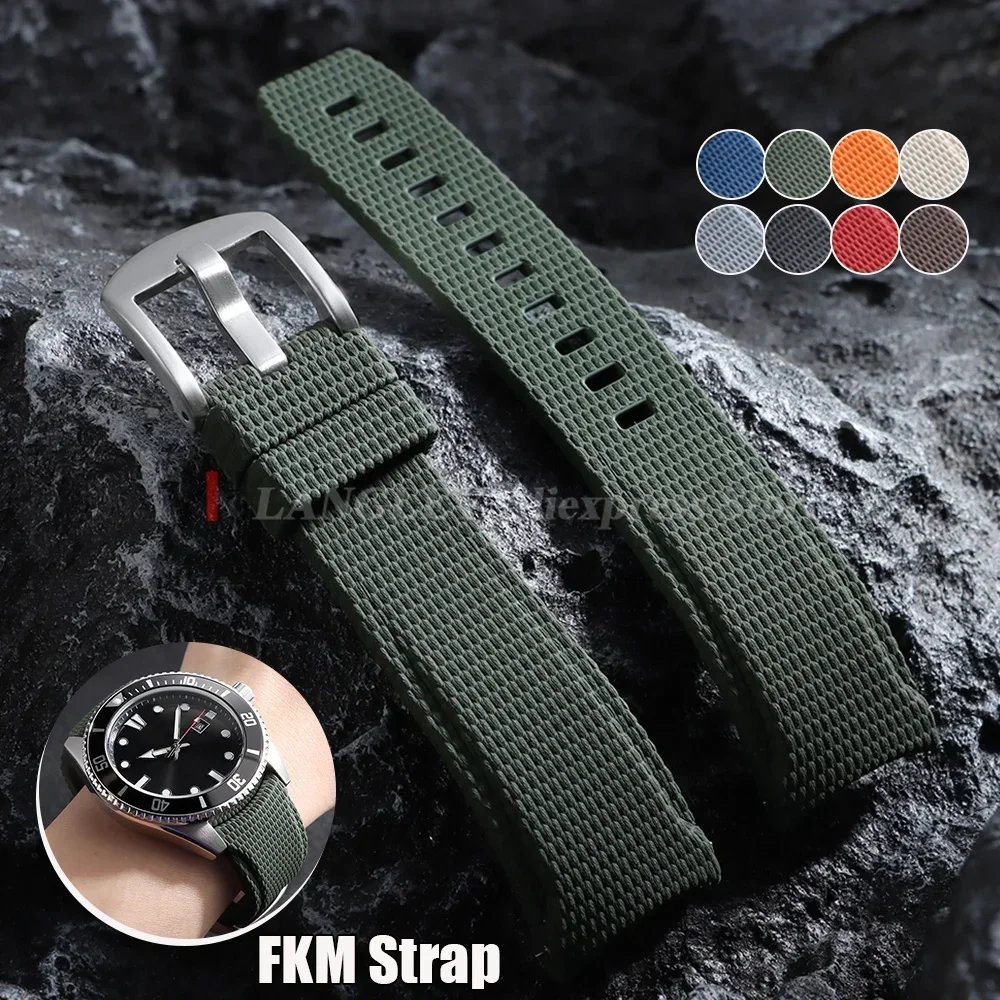 Neues Gebogenes FKM-Gummi-Uhrenarmband mit Schnellverschluss für Omega, Rolex, Seiko, Longines Herrenuhren 20mm 21mm 22mm – Detail 2