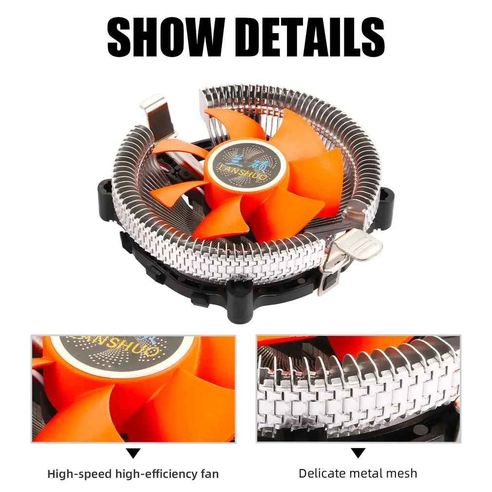 

Long Life Super Quiet CPU for PC Cooler Cooling Fan Heatsink for Intel LGA775 1155 AMD AM2 AM3 754