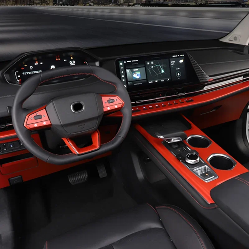 Red Interior Trim Sticker Film Fit Changan CS55 Plus 2023-2026 CS55plus 2024 Decorative Molding Stickers 8 Kits