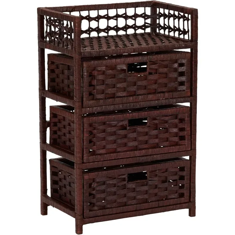 

Woven 3 Drawer Chest with Cutout Handles