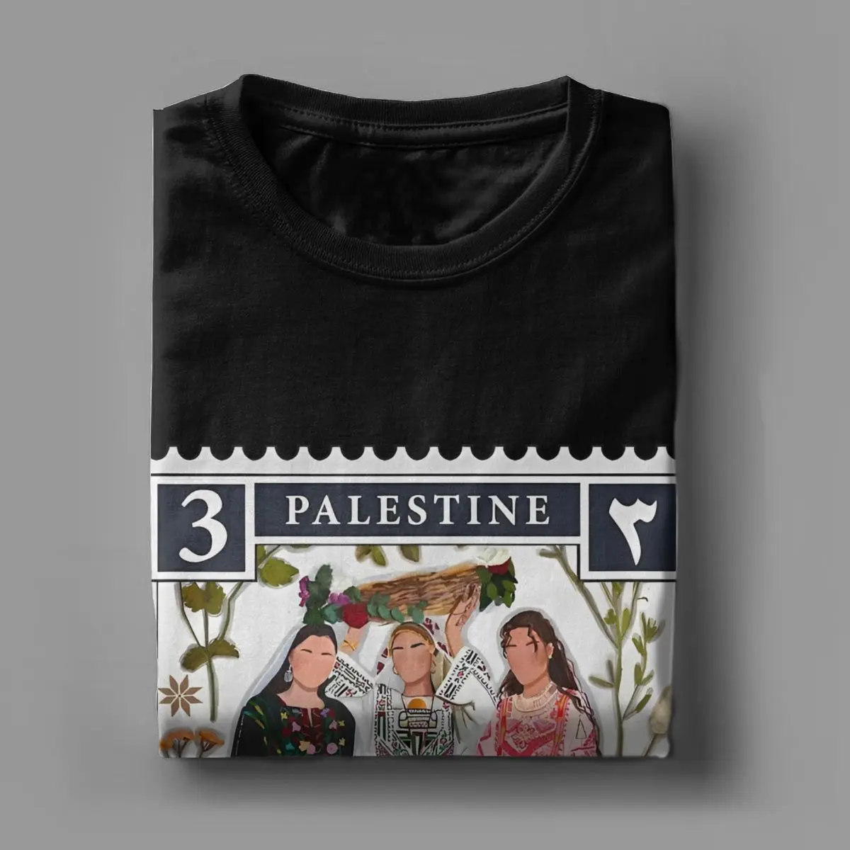 Men\'s T-Shirt Palestine Stamp Vintage Pure Cotton Tee Shirt Short Sleeve T Shirts O Neck Clothing Plus Size