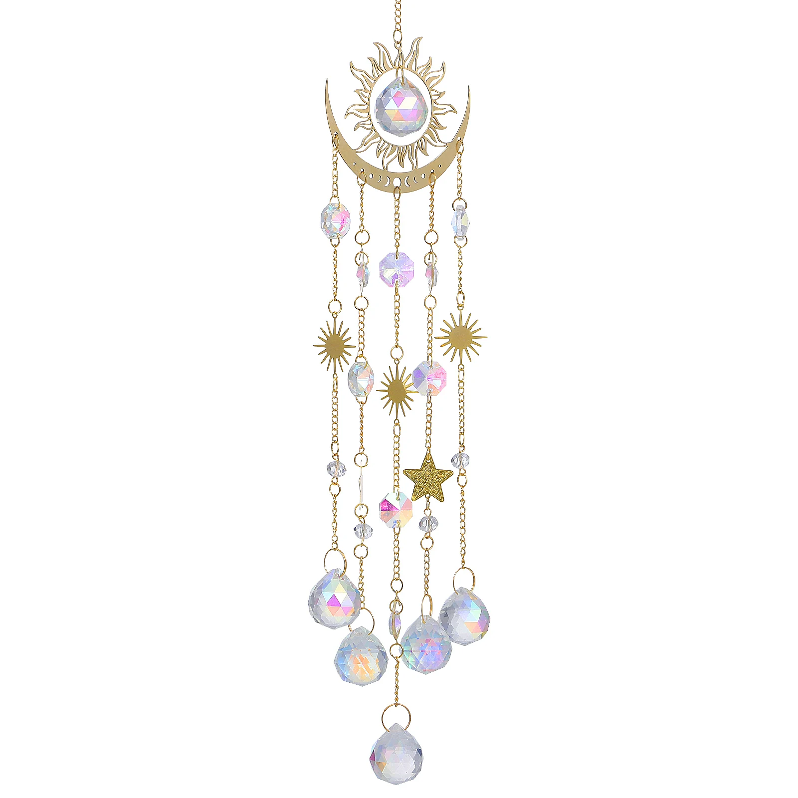 

Crystal Sun Catcher Wind Chime White Hanging Ornament Suncatcher Home Decor Indoor Outdoor Space Good Luck Premium Material