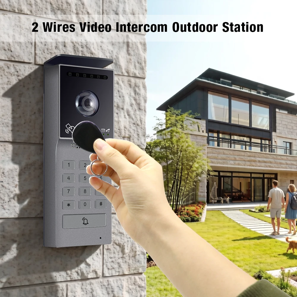 2 Wires IP Video Intercom System Door Phone Doorbell with 1080p Camera IC Card and Password Unlock IPS 10 