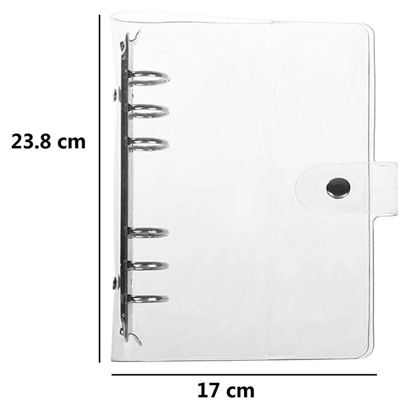 10 ชิ้น A5 ขนาด Binder กระเป๋า 6 หลุม Clear PVC ซิป Binder กระเป๋าหลวมกระเป๋าซิปซอง 2 ชิ้น A5 Binder