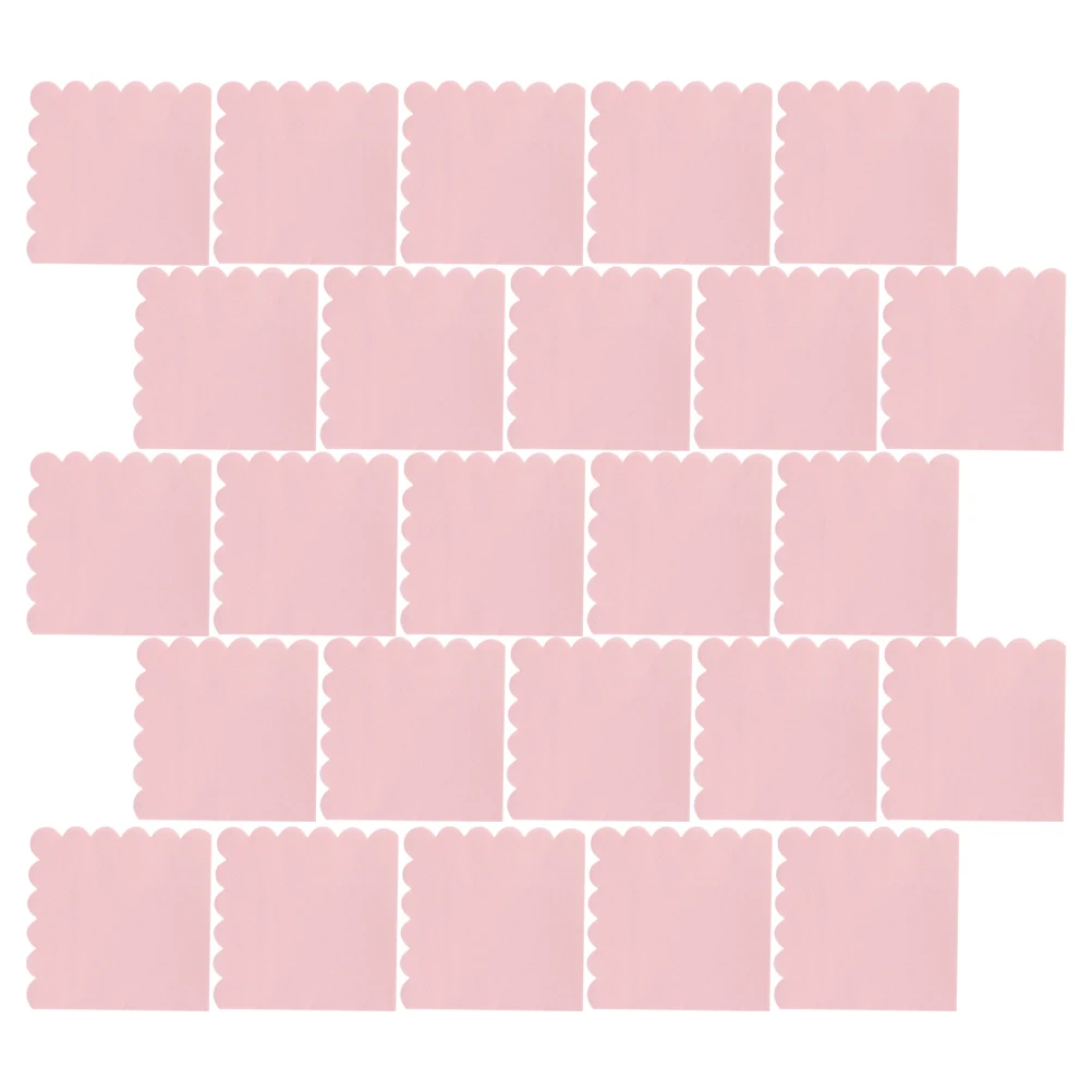 100 قطعة مناديل مروحة الوردي 25x25 سنتيمتر حافة الإسكالوب المتاح الباستيل دش الحفلات صدفي السائبة حزمة المناشف الورقية