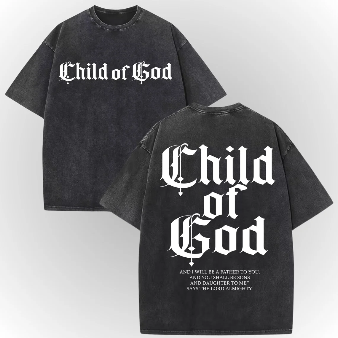 Jesus Ist König Buchstaben-Grafik T-Shirt für Männer und Frauen Vintage Acid Wash Baumwolle Sommer Kurzarm Christliches Harajuku Streetwear Oberteil – Detail 3