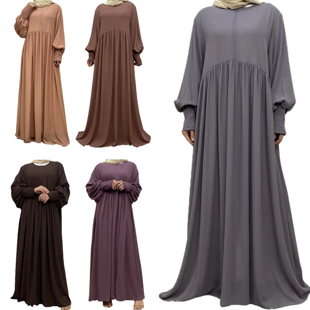 

Plain Muslim Women Abaya Chiffon Open Front Zipper Casual Dress Turkey Dubai Islamic Eid Ramadan Kaftans Modest Jalabiya Caftan