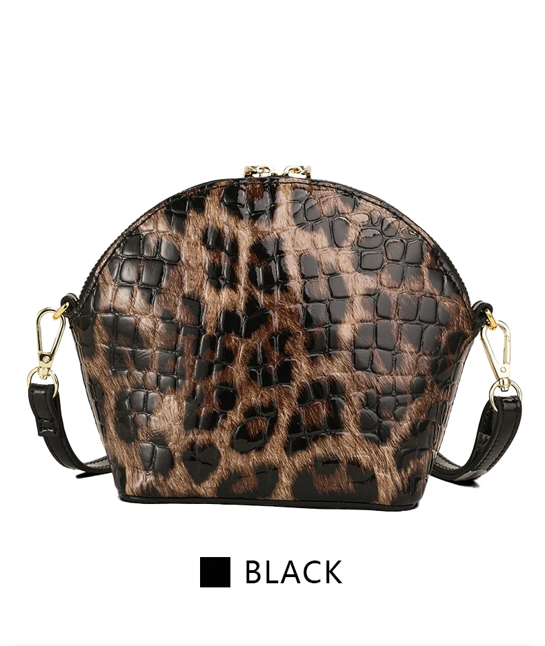 Aidrani Mini Shell Umhängetasche für Damen, Modische Einzel-Schultertasche mit Leopardenmuster, Hochwertiges Rindsleder – Detail 6