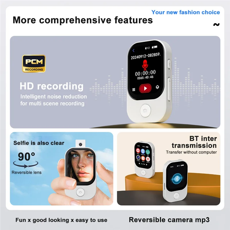 

Upgrade 2.4Inch Touch Screen Mp3 Player With BT 5.4 MP3 Player With Built-In HD Speaker FM Radio And Voice Recording