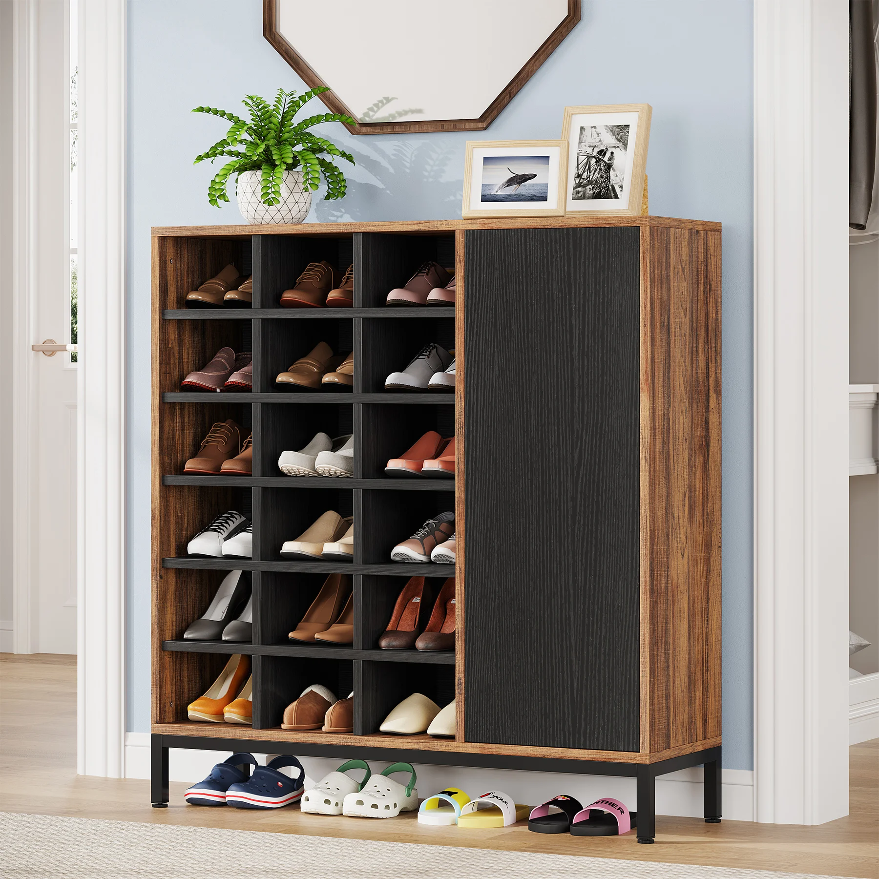 Tribesigns Shoe Cabinet for Entryway, 6-Tier Shoe Rack with Doors & 23 Cubbies, 23-26 Pair Shoe Storage Cabinet