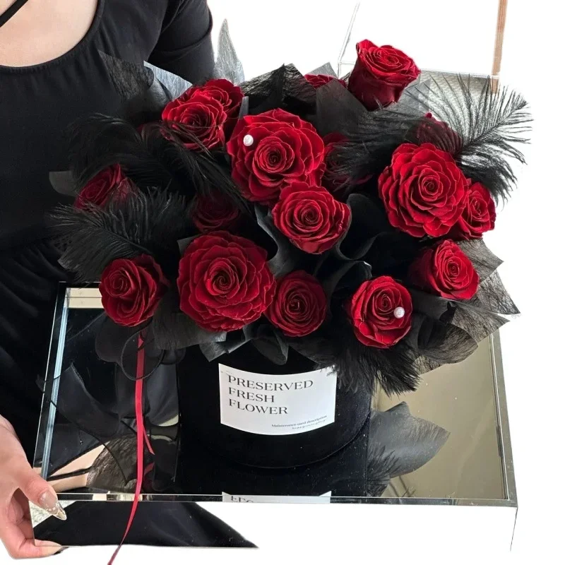 Rose Eternal Flower Hug Bucket Acrylic Gift Box Christmas Girlfriend Birthday Gift Dried Flowers