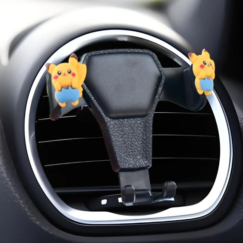 Pokemon Pikachu Gravity Car Phone Holder Air Outlet Fixing Frame GPS Smartphone Holder Suitable for IPhone Xiaomi Huawei Phones