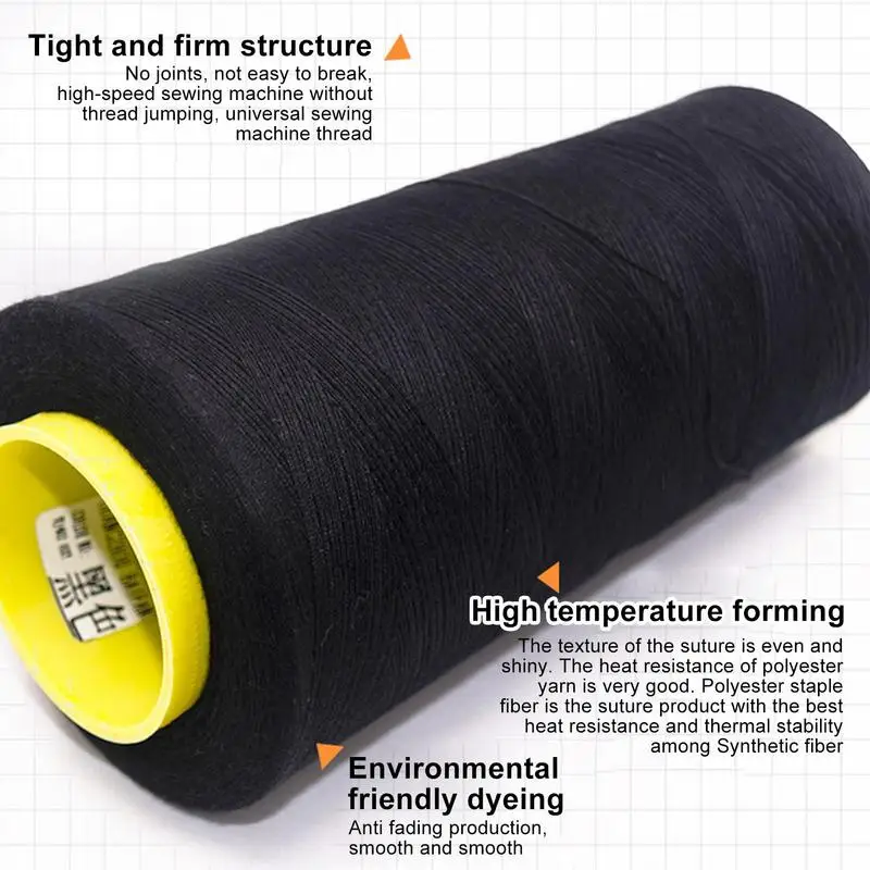 Black And White Sewing Thread Durable Professional Sewing Machine Threads Strong Multi Purpose Embroidery And Sewing Tool