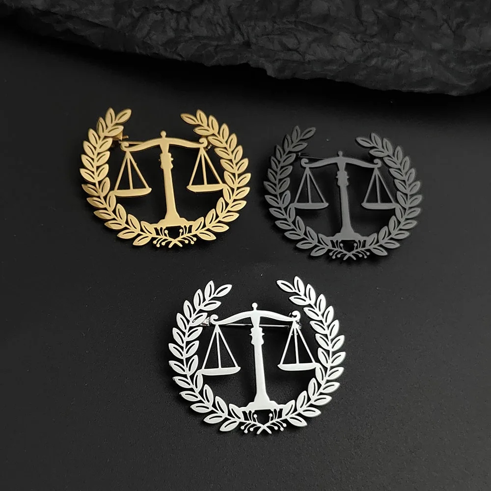 Creative wheat ear balance stainless steel brooch, fashionable suit lapel pin, clothing and bag badge, a gift for friends.