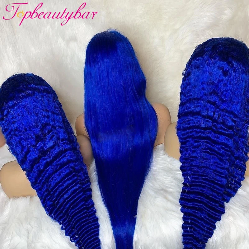 

Blue Color Body Wave 13X4 Lace Front Wig Brazilian Colored Blue Human Hair Wigs For Women Remy Preplucked Lace Closure Wigs