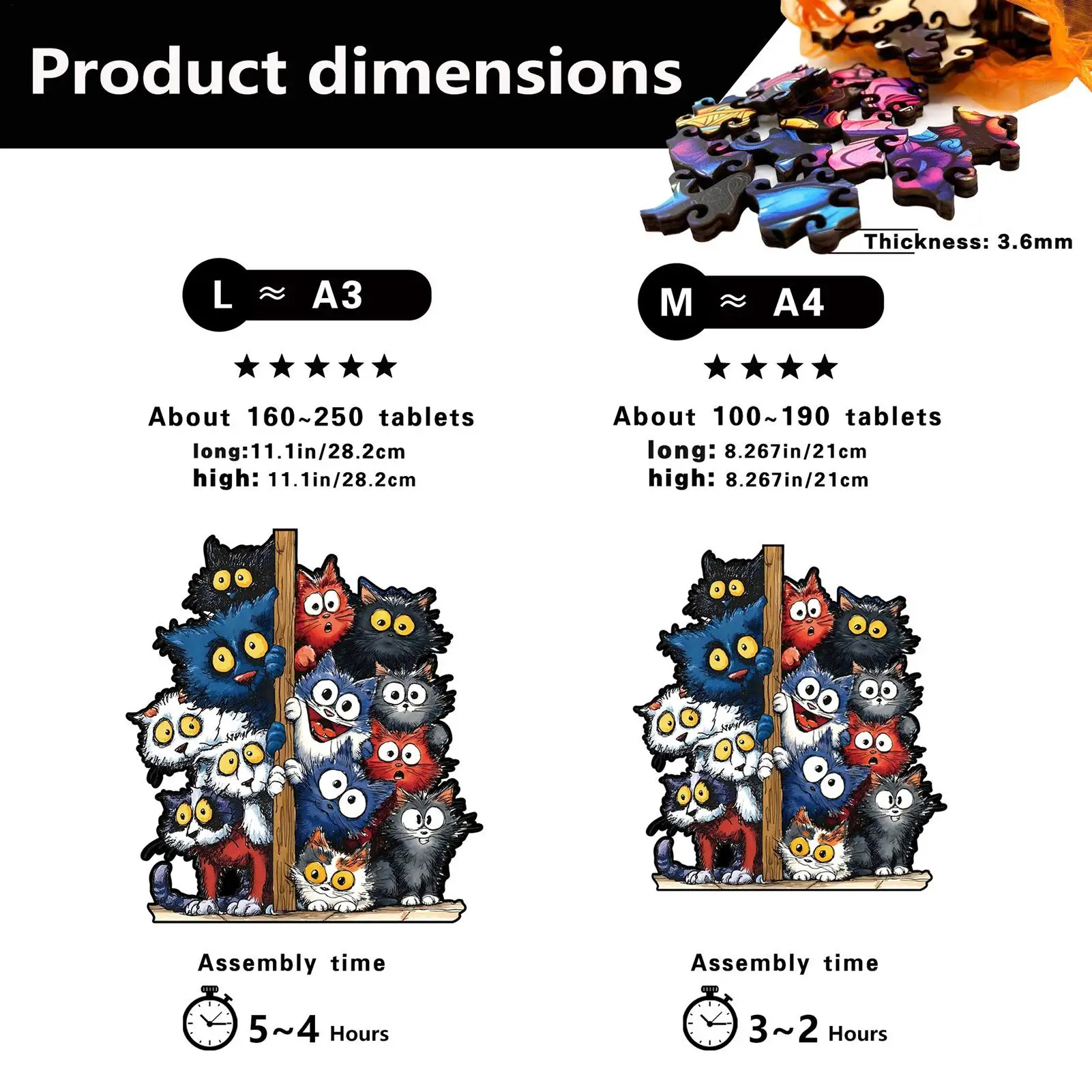 

Animal Shaped Cat Puzzle 3D Irregular Realistic Toy Cat Wooden Jigsaw Puzzles For Lovers Adults Kids Wall Shelf Home Family