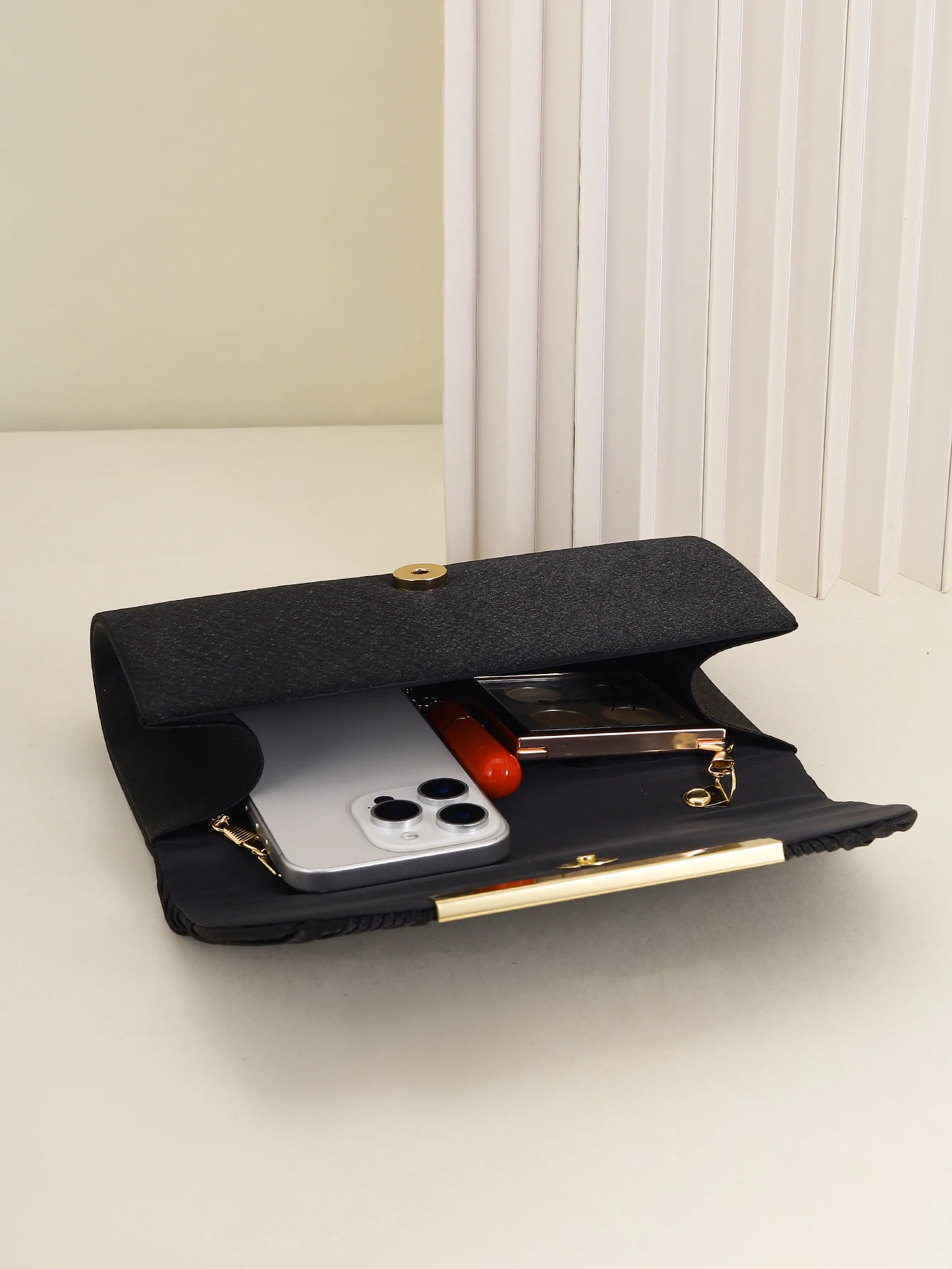 Damen-Abendtasche, Neue Kleine Quadratische Tasche mit Kette, Plissee-Design, Geeignet für Partys, Hochzeiten, Bälle, Bankette – Detail 16