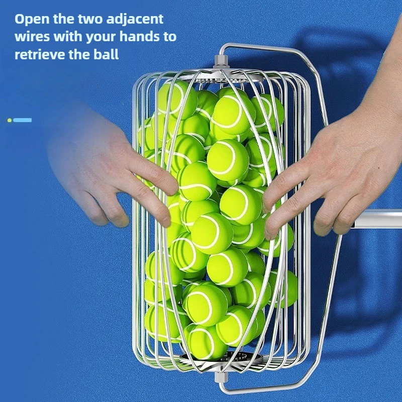 Verstelbare Tennisbal Picker Artefact Grote Capaciteit Tennis Plukapparaat Roestvrij Stalen Ballen Hopper Draagbare Sportonderdelen