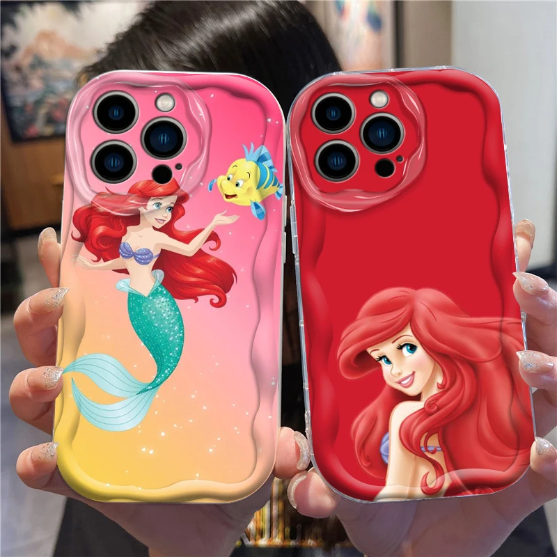 Little Mermaid Disney Cartoon For Apple iPhone 15 14 13 12 11 XS XR X Pro Max Plus Wave Oil Cover Phone Case