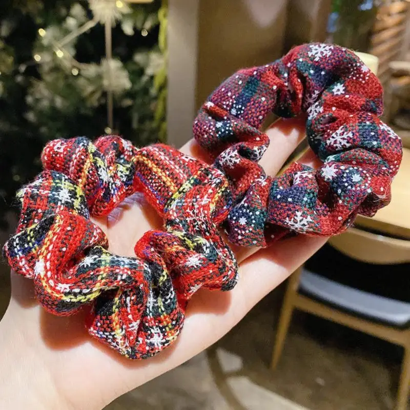 New Christmas Hair Rope Fashion Vintage Simple Hair Accessories Rubber Band Hair Band Red Green Hair Ring Scrunchies Hair Hoop