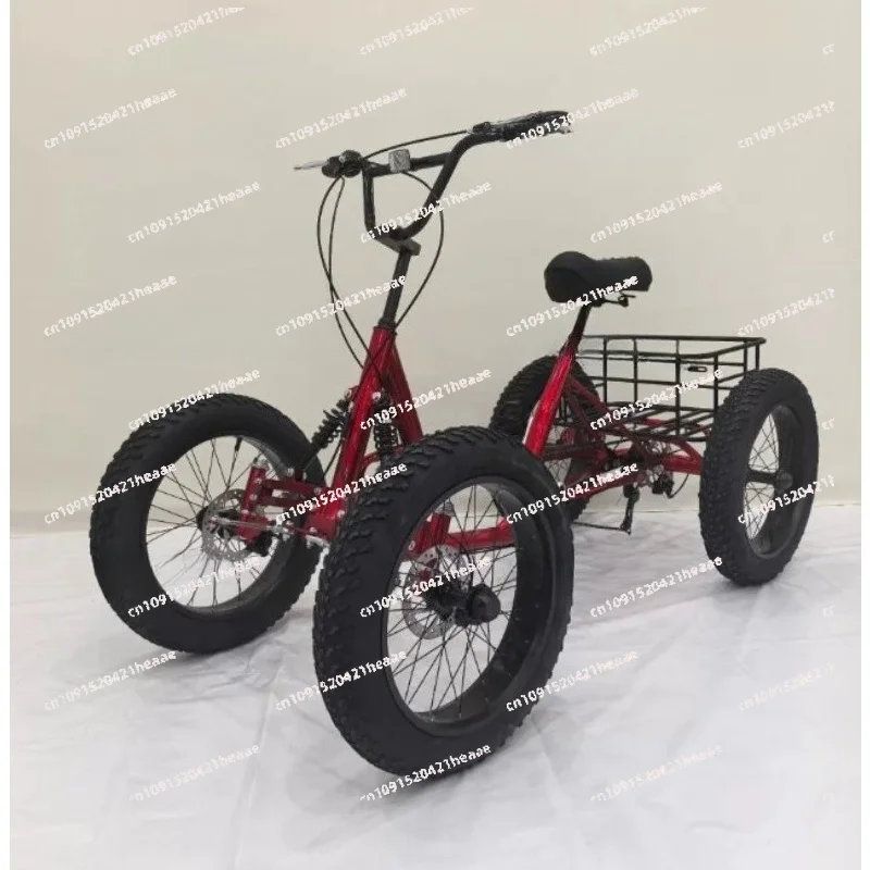 Suitable for 20inch cargo bike fat tire 4 wheel bicycle pedal four wheeler can be used as cargo   basket bicicleta