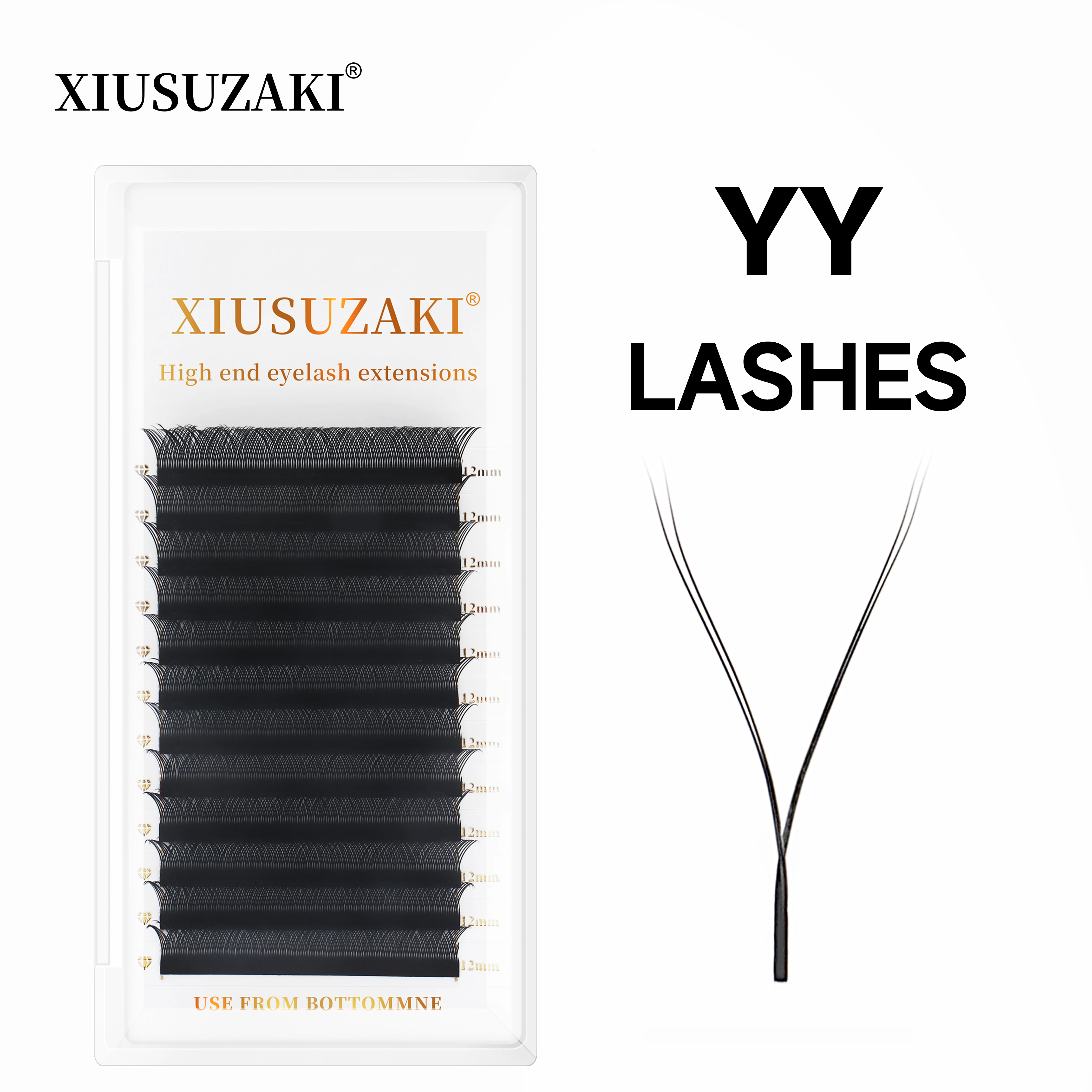 XIUSUZAKI YY Shape Eyelashes Extensions Double Two Tips False Lashes Russian Volume Premade Fans Lashes Suppliers Makeup Tools