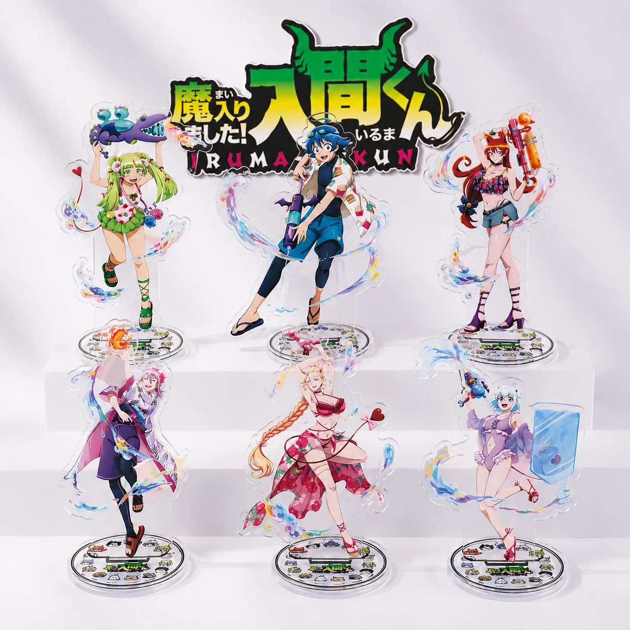 New Mairimashita Iruma-kun Beach Swimwear Series 15cm Acrylic Stand Iruma Valeria Ameri Character Anime Desktop Decor Keychain