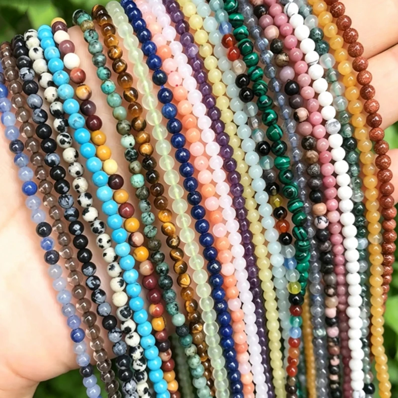 2 3 4mm Natural Garnet Opal Indian Agate Jade Gem Stone Beads Round Mineral Beads For Jewelry Making DIY Bracelet Accessories