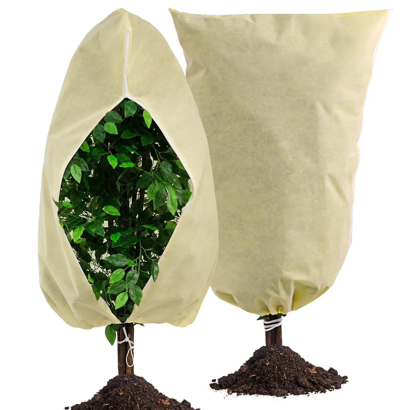 1pc 80*120cm Plant Covers Freeze Protection Frost Cloth for Outdoor Plants,Thickened Winter Tree Covers with Zipper Drawstring