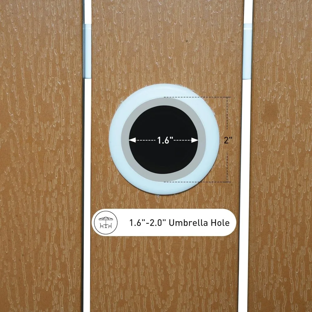 Обеденный стол на открытом воздухе на 8 человек, алюминиевый обеденный стол для патио 71 дюйм с регулируемым отверстием для зонта 1,6–2 дюйма, прямоугольный стол с планкой