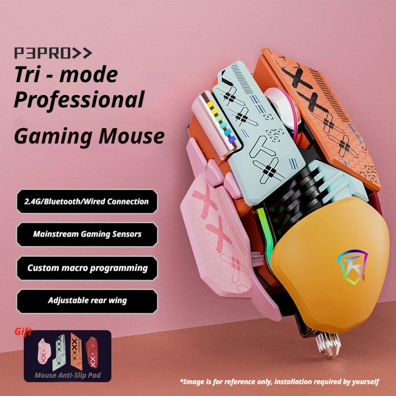 Wireless Gaming Mouse Mechanical Metal Weighted Bluetooth-Compatible Wired Dual Macro 1000hz Low Latency For Universal Gaming Pc