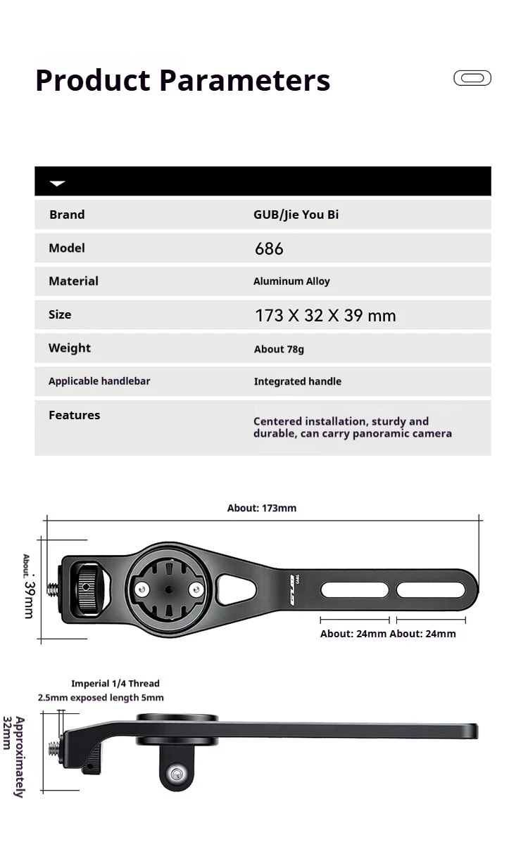 GUB MTB Rennrad-Lichthalterung aus Aluminiumlegierung, Drehbare Fahrrad-GPS-Halterung, Unterstützt 360-Grad-Kamera für Mountainbikes & Rennräder – Detail 3