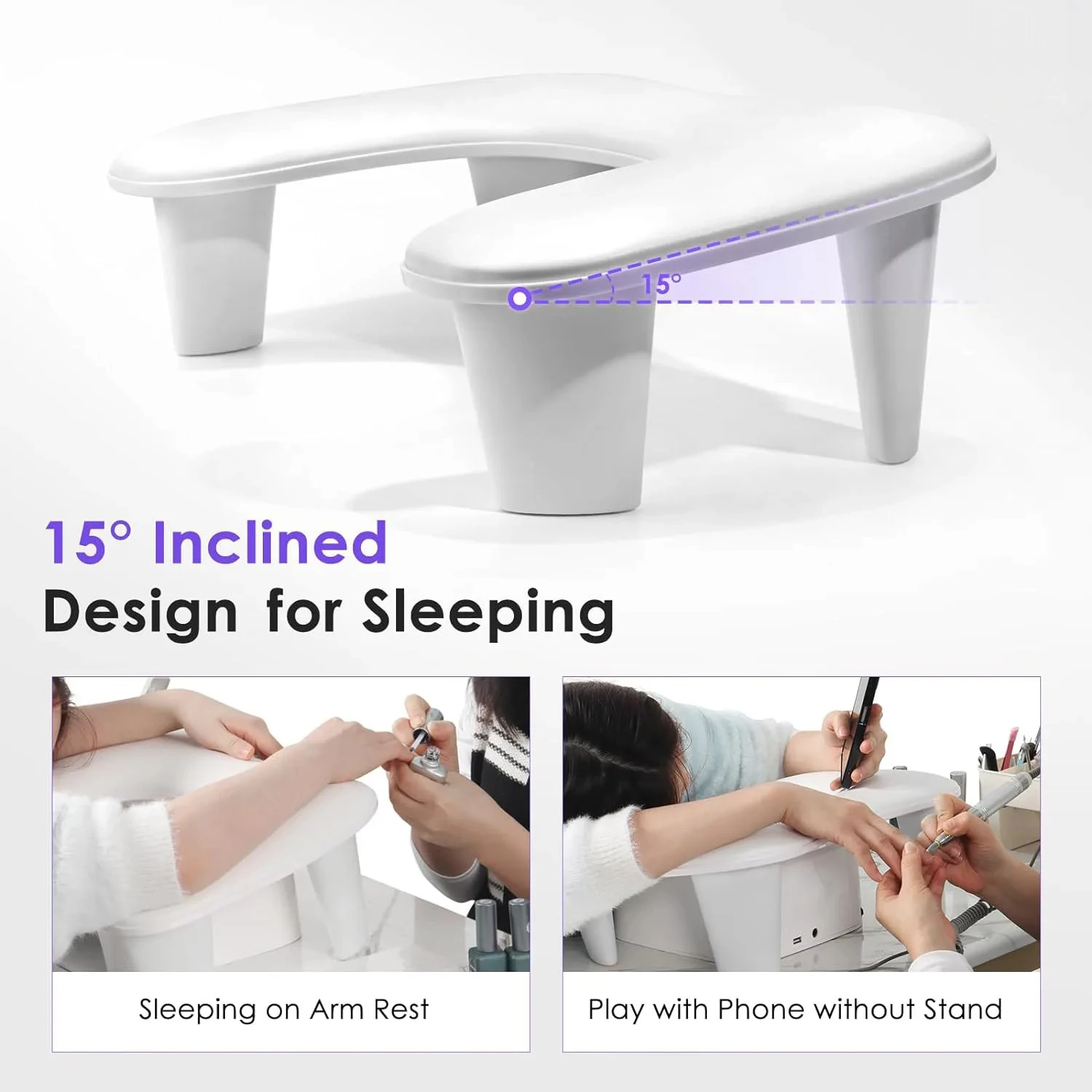 Wholesale Multi-functional Tilted Nail Arm Rest Stand Professional Nail Art Hand Pillow For Two Hands Manicure Salon Tools