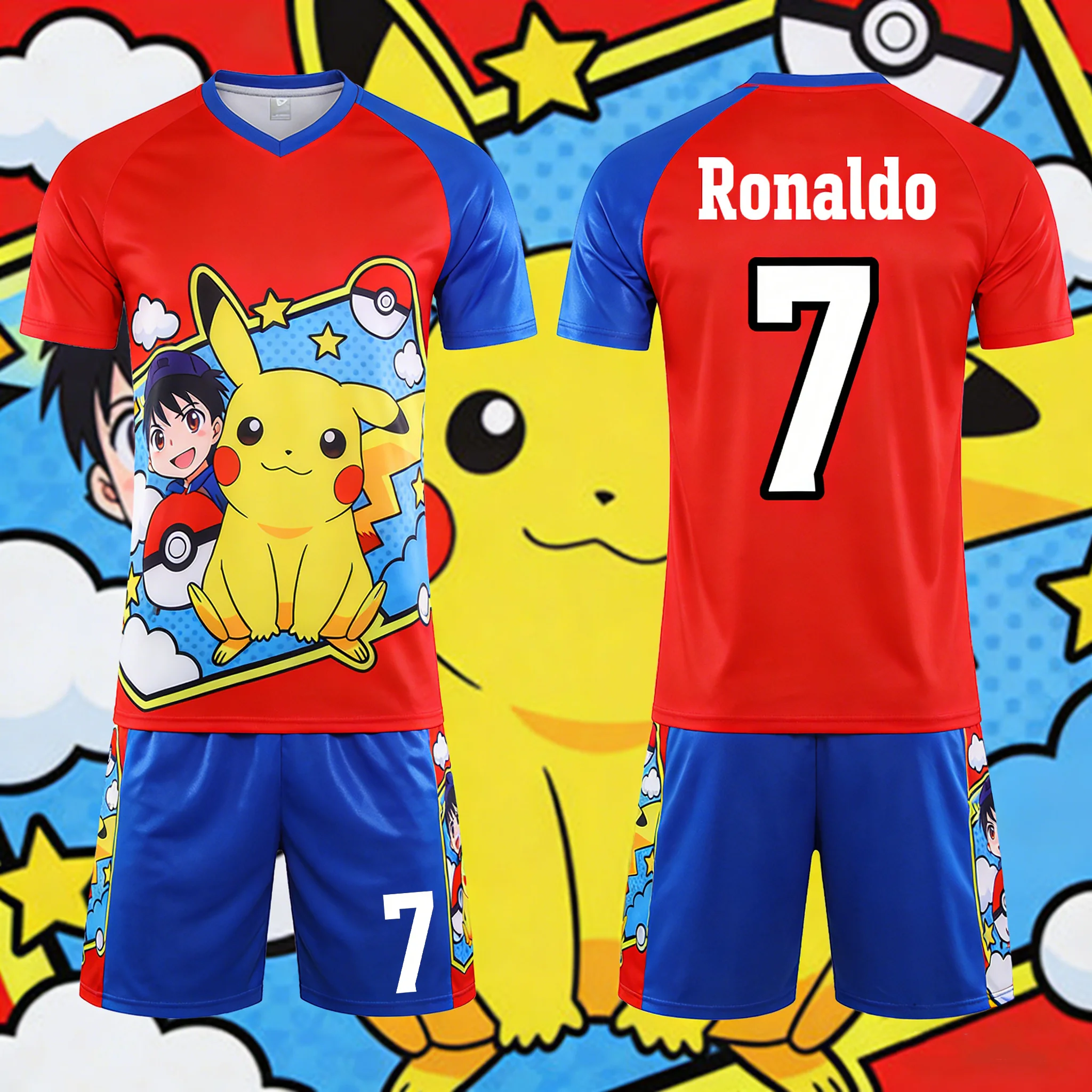 

Pokemon Anime Sweatshirts, Ronaldo No. 7 Outdoor Football Sweatshirts, Quick-drying Men's T-shirts and Shorts, Children's Sets.