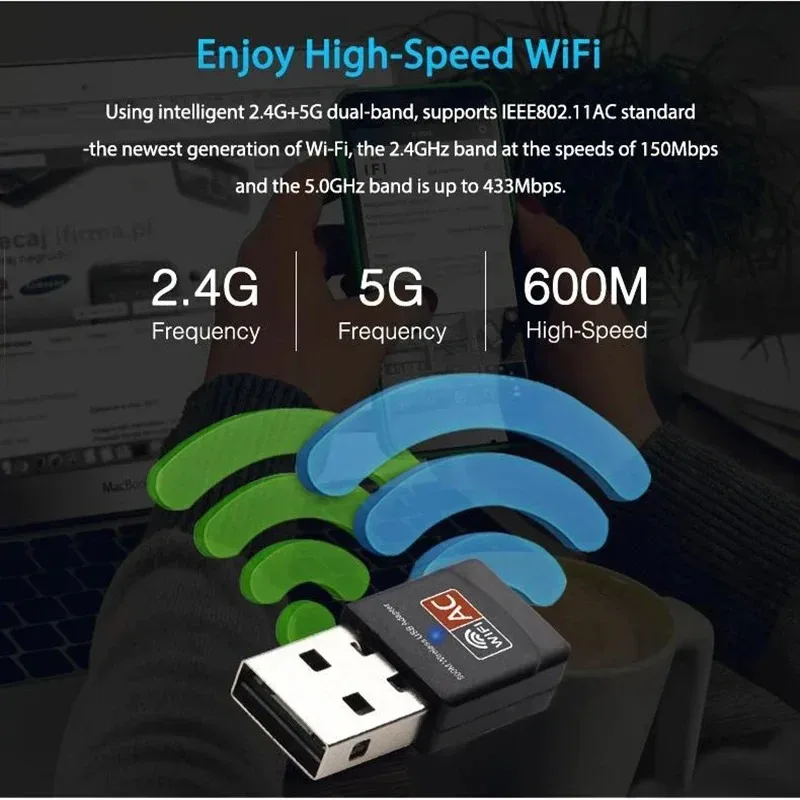 600 Mbps dual-band 2.4GHz&5GHz USB2.0 Wi-fi network card free driver WIFI adapter Wifi Dongle 802.11n/g/a/ac RTL8811CU Win7/8/10