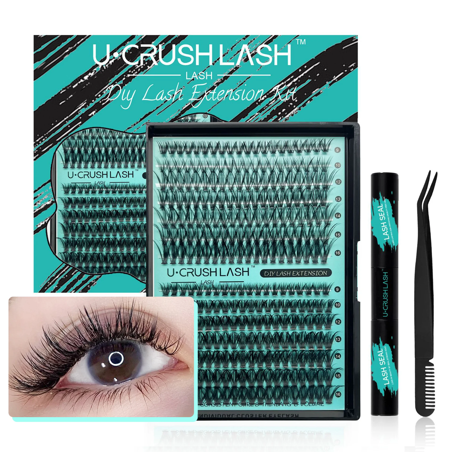 

Набор для наращивания ресниц своими руками, 280 шт. отдельных ресниц 9-16 мм Mix 40D 50D, кластеры ресниц с аппликатором для связывания и уплотнения ресниц