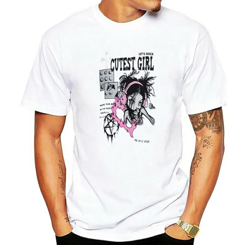 

American Street Cartoon Character Print Instagram Trend Everything Lazy Style Large Size Loose Couple Short-sleeved Tshirt Women