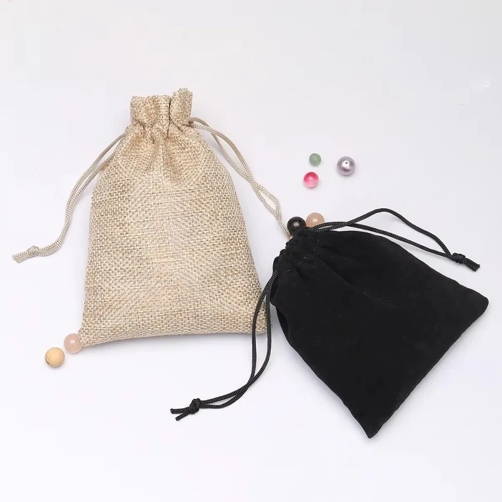 Velvet Jewelry Drawstring Pouches Burlap Drawstring Closure Jewelry Storage Bags Portable Soft Interior Drawstring Dust Sachets