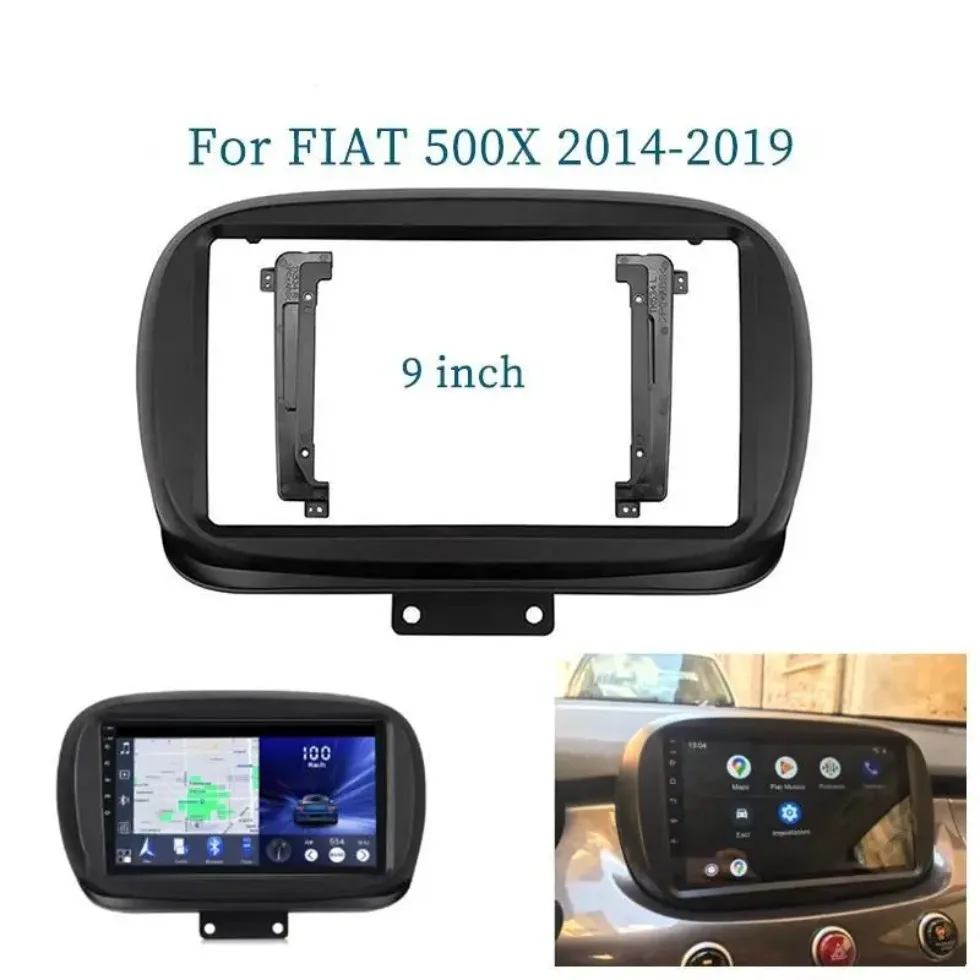 9 Inch Car Frame Fascia Adapter Canbus Box Decoder Android Radio Audio Dash Fitting Panel Kit For Fiat 500X 2014-2019