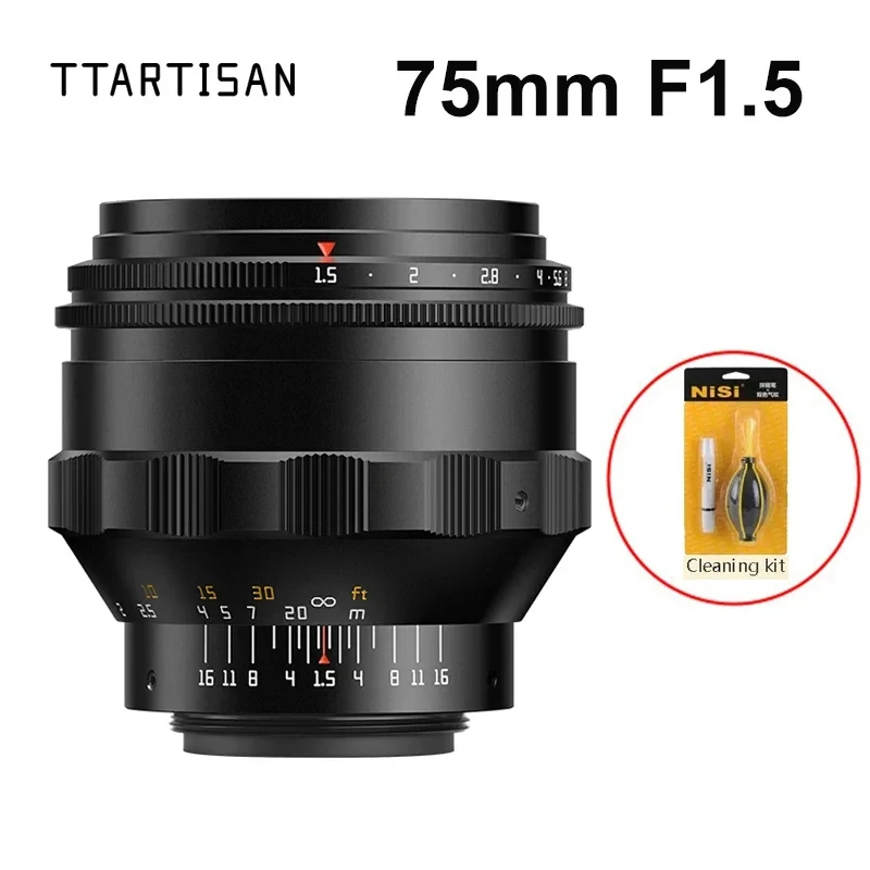 TTArtisan 75 มม.F1.5 Full กรอบเลนส์กล้อง M42 Mount Manual Focus รูรับแสงขนาดใหญ่ Swirly Bokeh Magic เลนส์