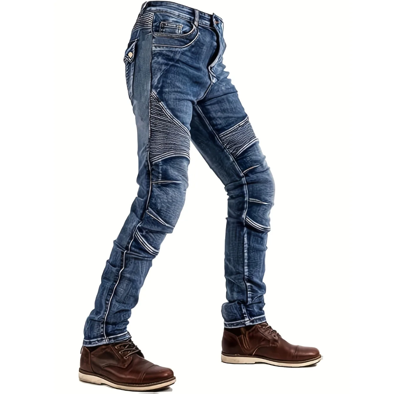 FY10011 Men's Slim-Fit Fashion Stone-Washed Jeans Cargo Jeans Mens Pants Men Jeans