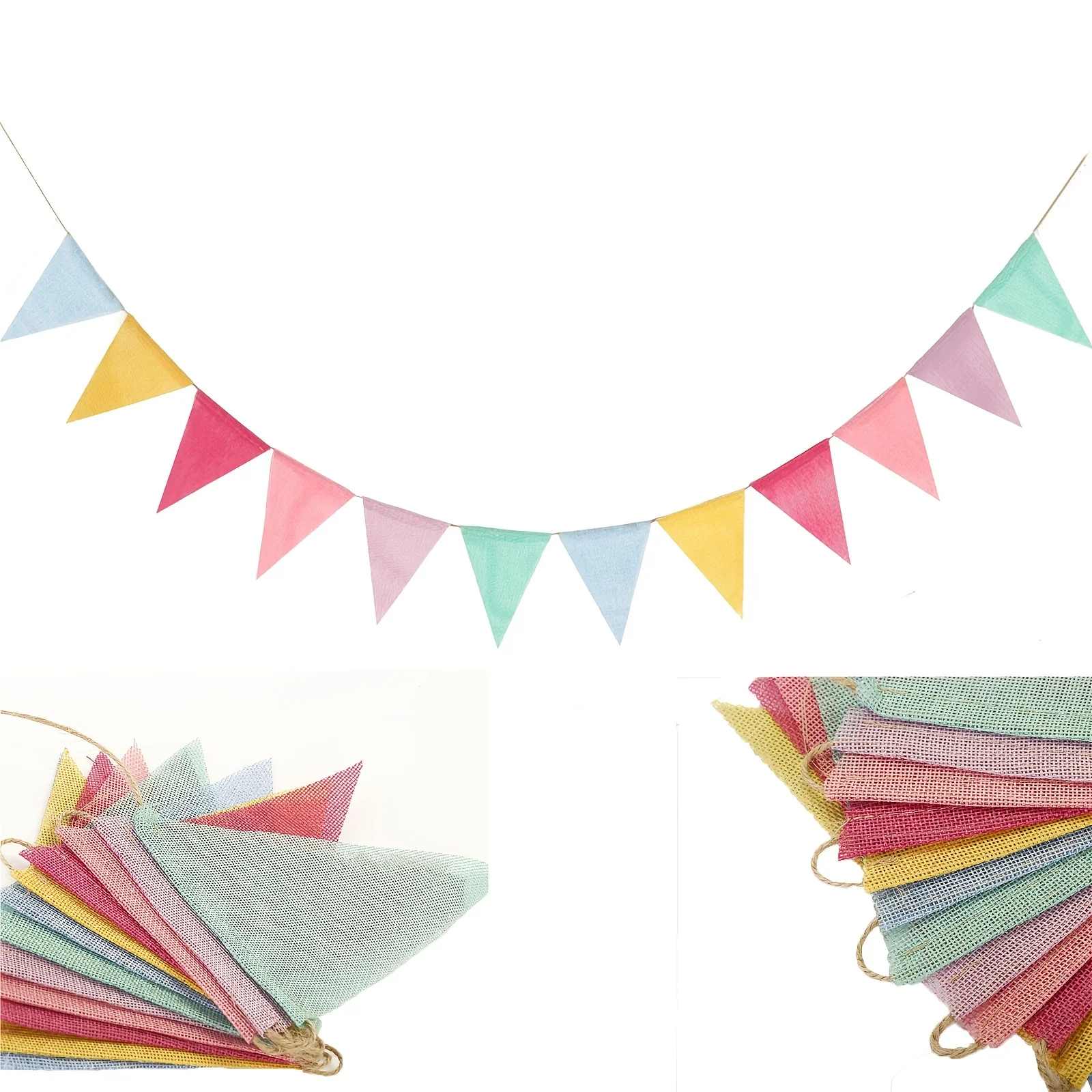 

Красочные джутовые треугольные флаги-баннеры длиной 157,48 дюймов | Флажки для украшения на день рождения, свадьбу, Рождество, подвесные украшения для дома