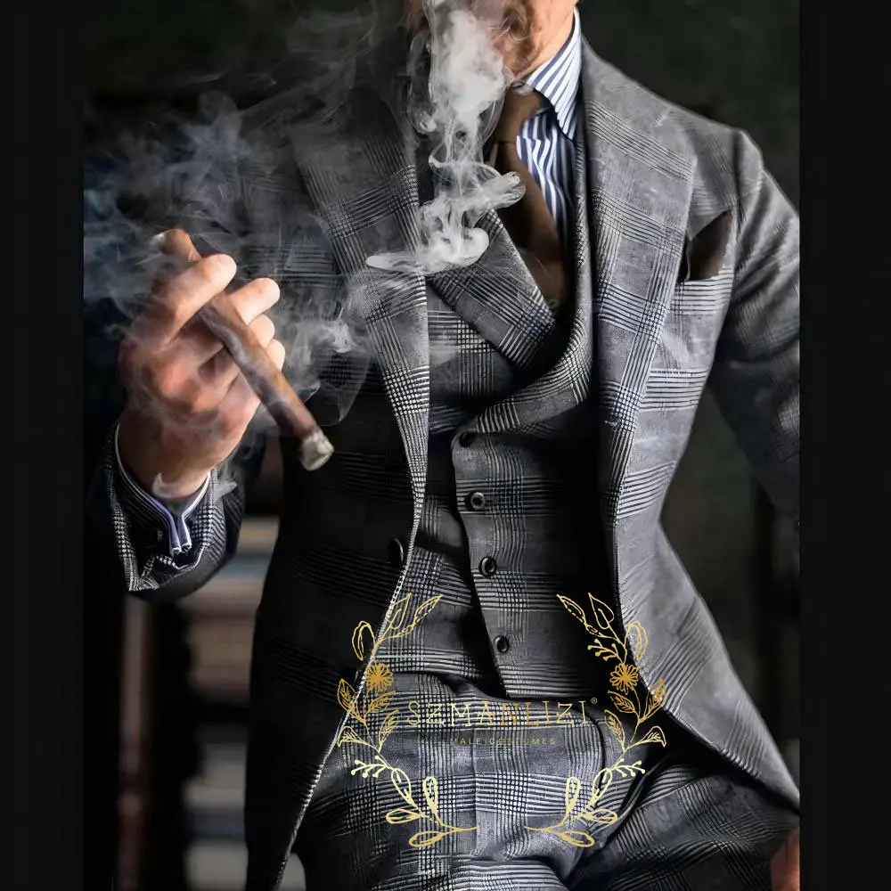 الفاخرة رجال الأعمال البدلة مجموعة 3 قطعة منقوشة رسمية الرجال البدلات الرسمية الساحرة واحدة الصدر سليم دعوى لبدلة العريس حسب الطلب
