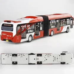 City Beijing Bus Double Section Bus Sound And Light Pull Back Door Can Open Alloy Toy Car Model Gift B311