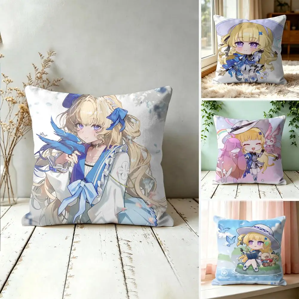 Phoebe Cute Wuthering Waves Cushion Cover Square Short Plush Pillow Case Living Room Sofa Home Decor Funda 40X40