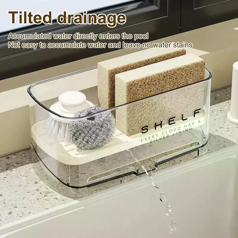 New Rag Rack Kitchen Sink Rack Household Wall-mounted Multi-function Sponge Pool Faucet Storage Artifact With Drain Design 1PC
