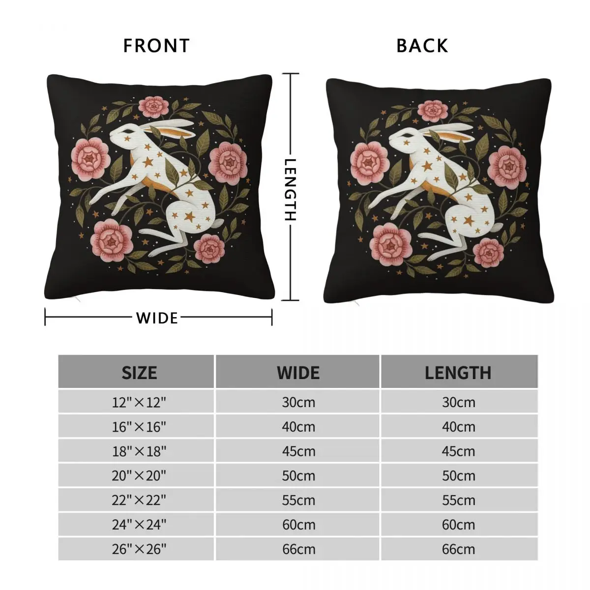 Rabbit Entangled In Beauty Flowers Square Pillowcase Polyester Linen Velvet Pattern Zip Decor Pillow Case Sofa Cushion Cover