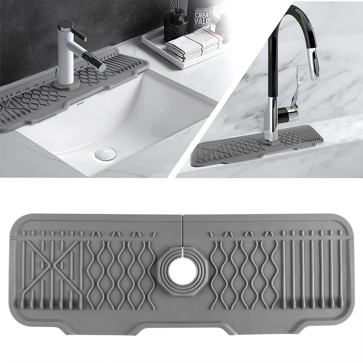 Kitchen Sink Splash Guard Silicone Faucet Drain Mat For Kitchen Bathroom And Counter Splash Drying Countertop Sink Protectors