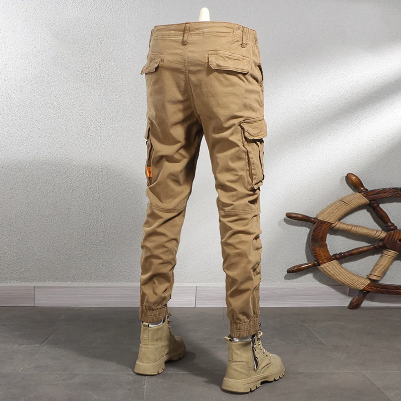 Streetwear Fashion Men Jeans Loose Fit Big Pocket Designer Casual Cargo Pants Hombre Khaki Zipper Bottom Hip Hop Joggers Men