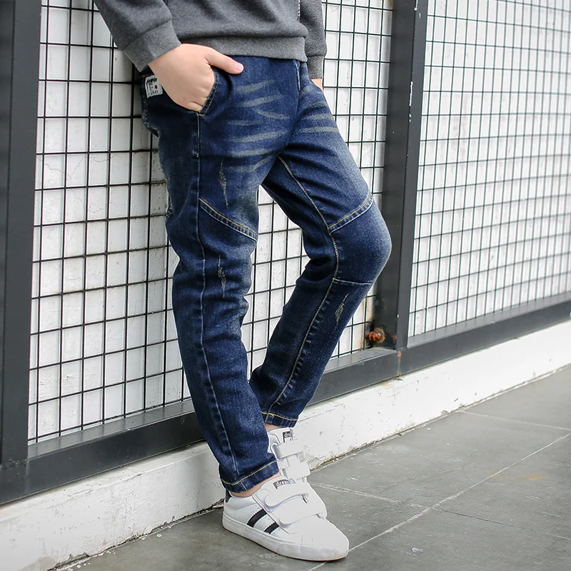 IENENS 4-11Y Fashion Children\'s Jeans Boy Denim Trousers Kids Clothes Baby Boys Elastic Waist Pants Slim Jeans For Boy